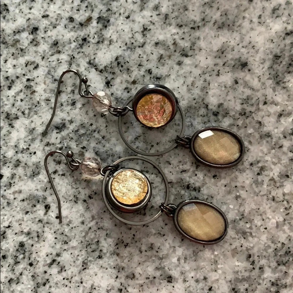 Tan Drop Earrings - Picture 3 of 6